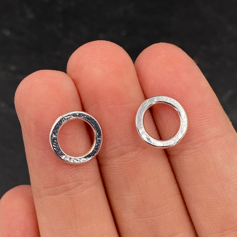 Hammered Circle Stud Earrings