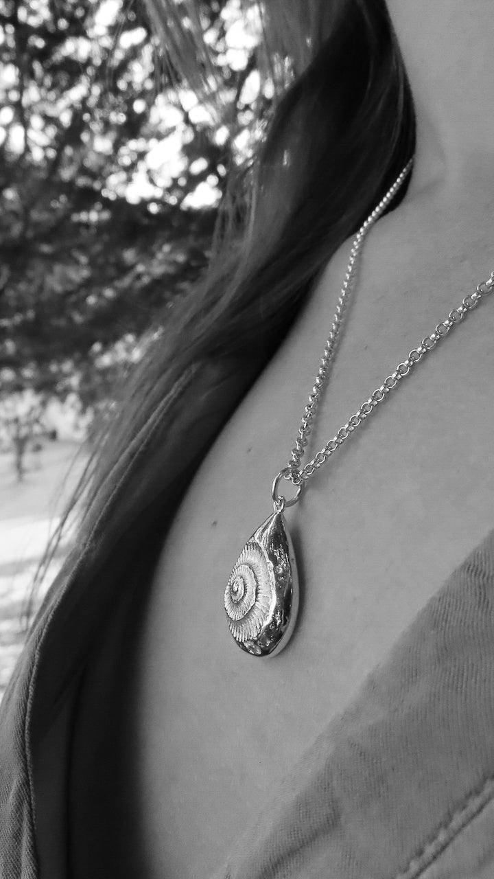 Large Teardrop Ammonite Impression Pendant