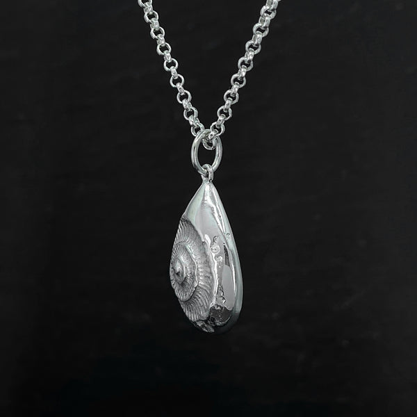 Large Teardrop Ammonite Impression Pendant