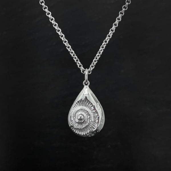 Large Teardrop Ammonite Impression Pendant