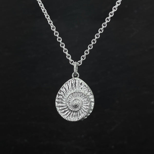 Medium Teardrop Ammonite Impression Pendant