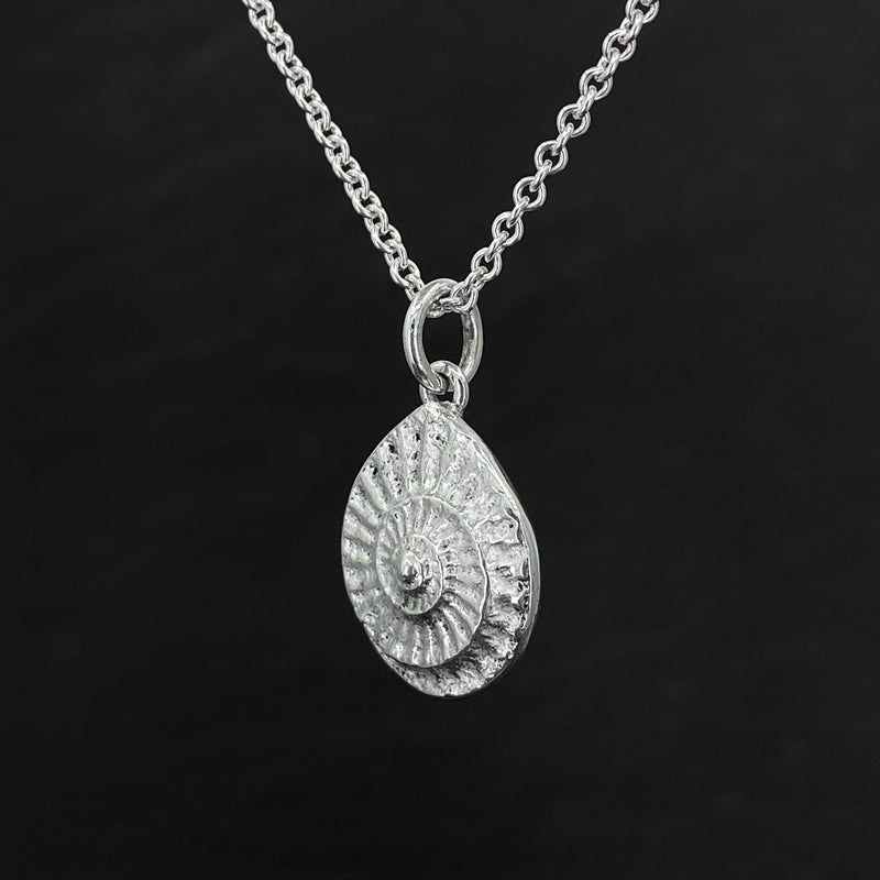 Small Teardrop Ammonite Impression Pendant