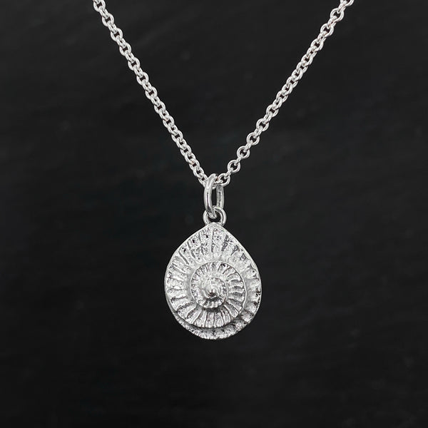 Small Teardrop Ammonite Impression Pendant